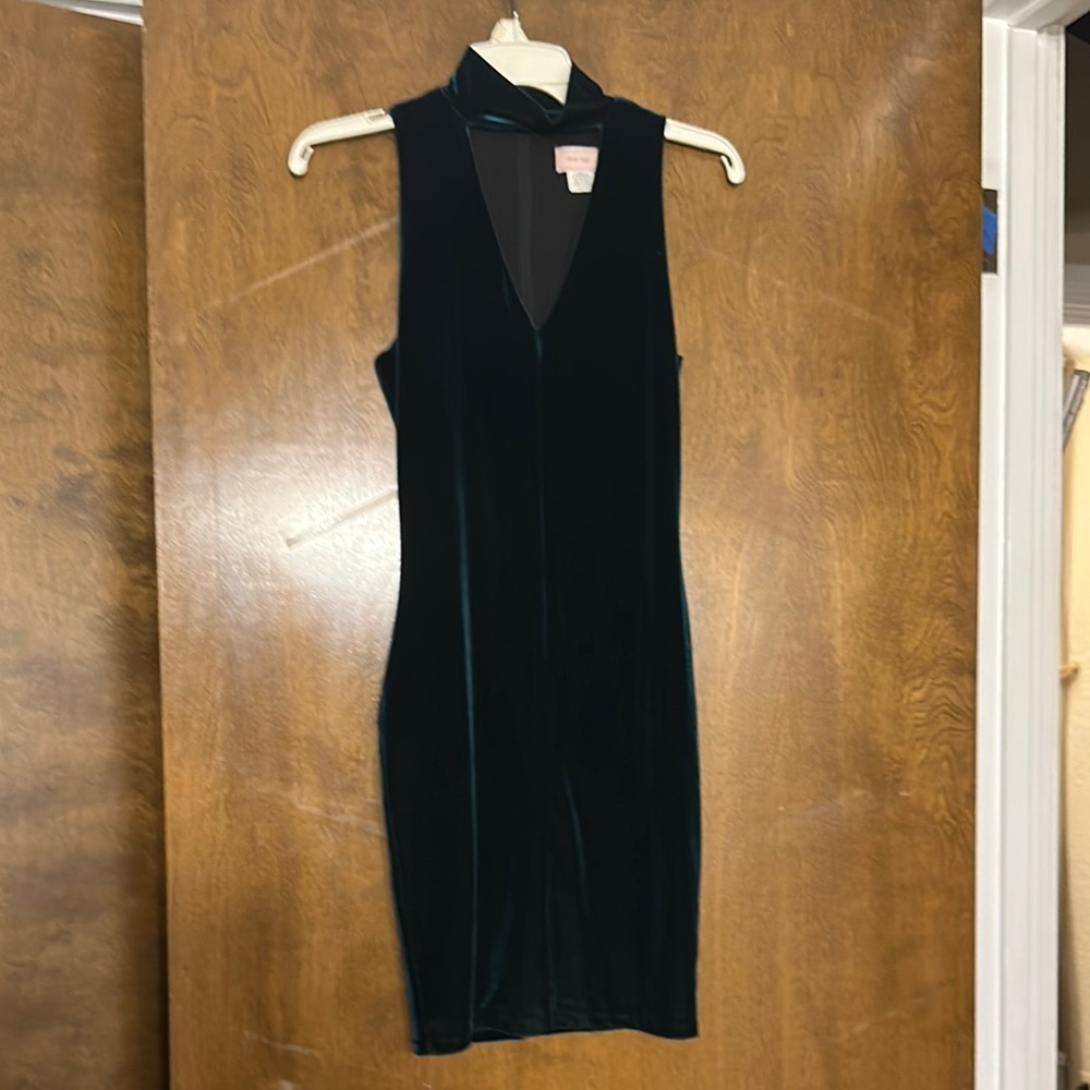 Love...ady deep green velvet  Sleeveless Bodycon Dress